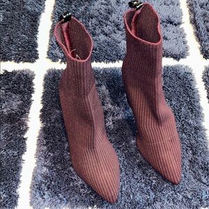 Striped Burgundy Ankle Boots